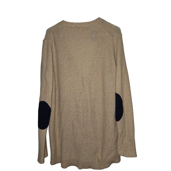 Gap XL Beige Professor Cardigan With Black Elbow Patches Academia - Picture 2 of 6